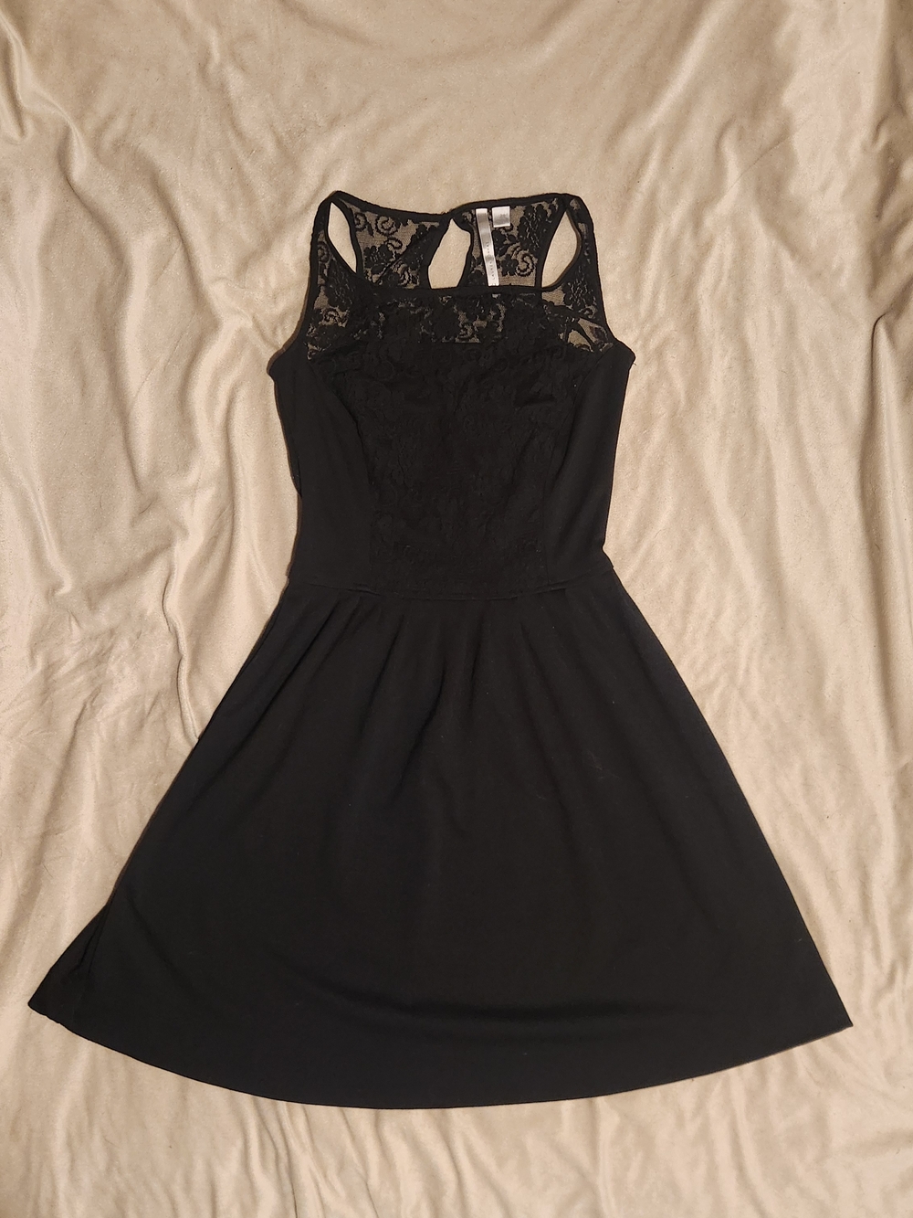 LC Lauren Conrad Black Lace Sweetheart Fit & Flare Cocktail Skater Dress Size 2
